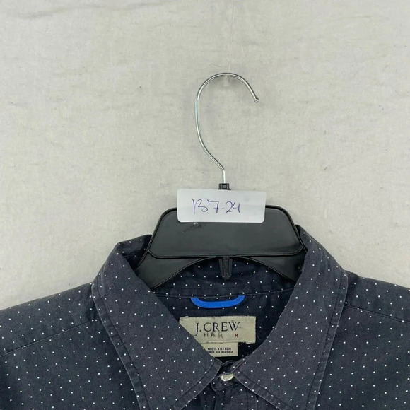 J.Crew Button-Up Shirt Men's Sz M Gray Polka Dot Collared High-Low Hem - Picture 11 of 11